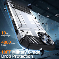 Pour Apple iPhone 14 Plus 13 12 Mini 11 Pro Max 6 7 8S XR XS SE3 Gris Antichoc Support En Métal Anti Chute Retour coque de téléphone