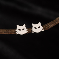 Boucles d'oreilles clous en acier inoxydable Shuangshuo, motif chat de dessin animé, bijoux de piercing pour femmes, cadeaux de fête