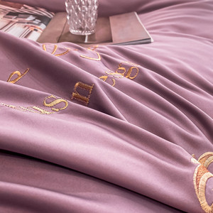Odm 100% rửa sạch lụa màu tím cô gái <span class=keywords><strong>Comforter</strong></span> Bìa Nữ Hoàng kích thước màu xanh thêu gối Bìa nhà dệt bộ đồ giường thiết lập - Product Image 6