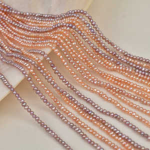 Collier WENCHI 1189 en perles d'eau douce naturelles de 2-3 mm, petites perles, accessoires de bijoux, 36 cm, couleur rose naturel - Product Image 6