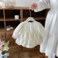Robe-combinaison en dentelle pour bébé fille, style princesse, pour l'automne, pour les 100 jours et le 1er anniversaire, style coréen
