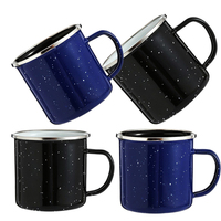 Mug de camping en émail durable de 350 ml avec logo personnalisé, design rétro, bord roulé épaissi, en acier métallique, sublimation vierge, vente en gros