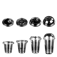 Couvre-gobelets transparents de qualité alimentaire, anti-fuite, sans paille, de 98 mm de diamètre, plats/dôme/sans paille, pour gobelets en plastique PET jetables