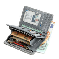 Dompet Kulit Asli Hitam Mewah Custom Harga Pabrik, Anti RFID, Tempat Kartu dan Koin, Dilengkapi Kancing dan Resleting