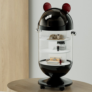 Panda Design Spinner Trash Can Cylindrical Movable With Swing Lid For Kitchen Indoor Use - Product Image 4
