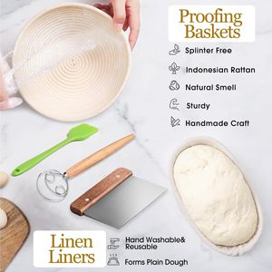 Cesta de fermentación de pan de ratán natural hecha a mano, ecológica, para amasar masa, utensilios de cocina - Product Image 4