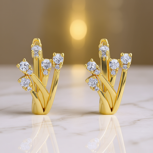 Orecchini E3130 in Oro con Diamanti, Taglio Brillante Rotondo, Colore G, Diamanti Naturali, Gioielli Minimalisti da Donna per Uso Quotidiano - Product Image 2