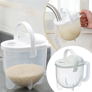 Zenidoo L-501 Washing Rice Machine Handle Foldable Eco-Friendly PP Plastic Strainer <b>Soybean</b> Washer Sieve 17x19cm Convenient - Product Image 1