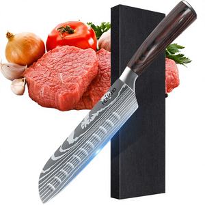 Juego de Cuchillos de Cocina de Acero Inoxidable Estilo Japonés, Mango de Madera Pakka, Acabado Pulido, Ambidiestro, para Rebanar, Sushi, Carne, Santoku - Product Image 4