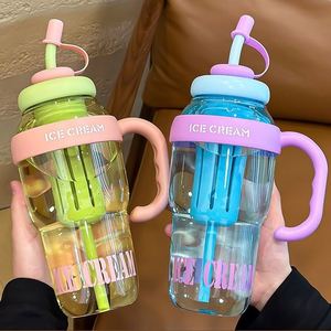<b>Reusable</b> Plastic Water Bottle Tumbler <b>Cup</b> Straw <b>Lid</b> Infuser Handle Direct Drinking for Back to School - Product Image 4