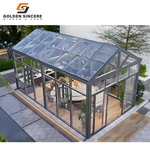 GS Moderna Casa de Cristal con Techo Inclinado de Aleación de Aluminio para Exteriores, Terraza Móvil, Solárium, Jardín, Patio - Product Image 4