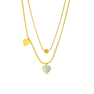 Heart Pendant <b>Titanium</b> Steel Multi Layer <b>Chain</b> Necklace Gold Color Fashion Jewelry Gift For Women - Product Image 5