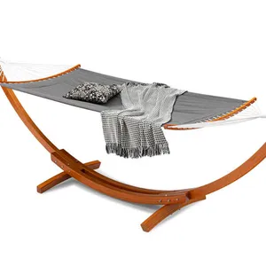 花园流行吊床成人秋千椅，带支架和木制吊床
