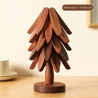 Sous-verre pliable en bois motif floral, résistant à la chaleur, extensible, protection de table, accessoires de cuisine décoratifs