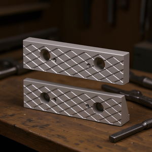 Juego de 2 mordazas romboidales para tornillo de banco modular con patrón de diamante y orificios de montaje para tornillos de banco - Product Image 3