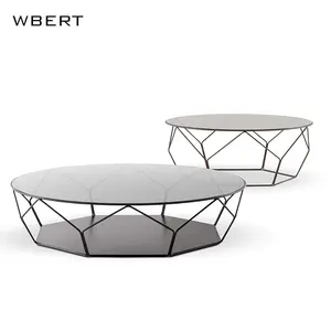 WBERT北欧大理石茶几圆形钢化玻璃客厅创意家居家具单人公寓用茶几