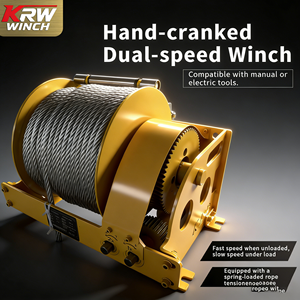 Winch Engkol Tangan Dua Kecepatan dengan Penggerak Roda Gigi Cacing dari Produsen, Winch Industri yang Dapat Disesuaikan dengan Perkakas Listrik - Product Image 3