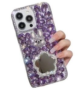 เคสโทรศัพท์ลายกระต่ายส่องแสงเป็นประกายวิบวับพร้อมกระจกสำหรับ <span class=keywords><strong>iPhone</strong></span> 16 15 14 13 12 <span class=keywords><strong>11</strong></span> <span class=keywords><strong>PRO</strong></span> <span class=keywords><strong>MAX</strong></span> เคสโทรศัพท์กากเพชร - Product Image 2