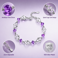 Bracelet en argent plaqué avec perles en forme de cœur pour femmes, bijoux élégants en Zircon, cadeau