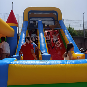 Tùy chỉnh cầu vồng Bền PVC lớn không khí thư bị trả lại nhảy lâu đài Inflatable trẻ em combo sân chơi với trượt bên cho thuê - Product Image 4