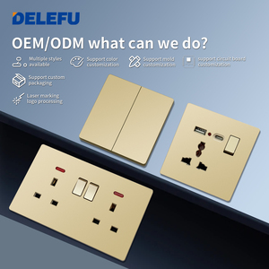 Bảng điều khiển Ổ Cắm Công Tắc Vàng mờ siêu mỏng loại 86, nhà 16A một lỗ điều khiển kép 5 lỗ với đèn neon - Product Image 5