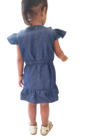 Nouvelle robe en jean pour enfants, tissu Arya, design à volants, taille élastique pour une belle tenue, robe courte pour bébé fille, style à volants écologique