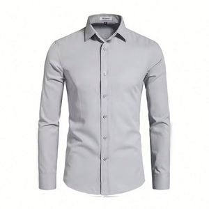 Design Men's Black White Dress Shirts Regular Fit Long Sleeve Brand Shirt Men Polyester Business Breathable Formal Shirts - Product Image 3