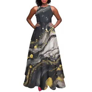 Abiti lunghi femminili di Design marmorizzato eleganti donne alla moda vestono <span class=keywords><strong>abbigliamento</strong></span> da donna da spiaggia per le vacanze Streetwear all'<span class=keywords><strong>ingrosso</strong></span> di alta qualità - Product Image 1