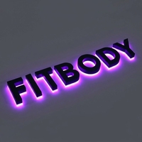 Enseigne lumineuse 3D en acier inoxydable doré avec logo rétroéclairé RGB, lettres LED multicolores personnalisées pour studio, salon de beauté, affichage mural intérieur