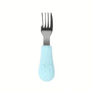 Tenedor y Cuchara de Silicona y Acero Inoxidable para Bebés, para que Aprendan a Comer, con Mango Corto, para Alimentos Complementarios - Product Image 3