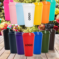 Vasos de Viaje Reutilizables de Plástico de 16 oz, con Tapas para Beber Directamente, Libres de BPA, para Té Helado/Bebidas Frías, Multicolores, para Fiestas