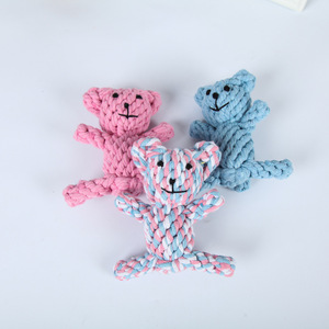 Maggie Pet Chew Rope Toy <b>Pink</b> <b>Bear</b> Knot Dog Teething Cotton Rope Toy Small Size Teeth Cleaning - Product Image 2