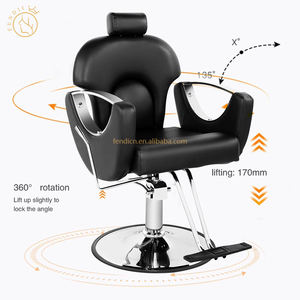 Fauteuil de Barbier Pivotant Noir Moderne, Réglable en Hauteur et Inclinable, pour Salon de Coiffure Professionnel - Product Image 4