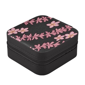 Hawaii Pink Flower <b>Mini</b> Gift Necklace Ring PU Leather <b>Storage</b> <b>Box</b> Jewelry Case Organizer Travel Custom Velvet Jewelry <b>Box</b> - Product Image 3