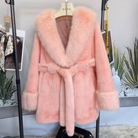 Nouveau Manteau Long et Élégant à Grand Col en Fourrure, Protection Environnementale, Fausse Fourrure de Vison Européenne, Imitation Fourrure de Renard, Manteau en Peluche, Personnalisation Prise en Charge