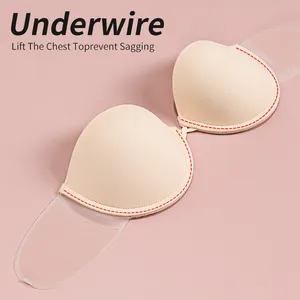Push Up Deep V Plunge Wholesale 1 Piece Seamless Side Adhesive Silicone Invisible Bra Wing Shape