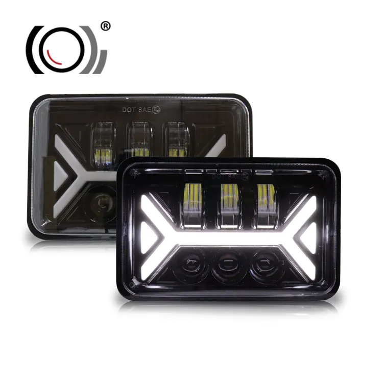 DOT承認済み中国製LEDヘッドライト4*6インチ45W長方形LEDワークライト車用オートバイ