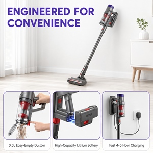 Aspirateur à main sans fil 250W, fonctionne sur batterie, bac à poussière de 0,5L, filtre cyclonique HEPA, léger et portable pour le nettoyage des tapis - Product Image 3