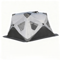 Tente de pêche sur glace pop-up pour 2 à 3 personnes, hiver, coupe-vent, imperméable, épaisse et chaude, en tissu Oxford 210D, avec poteaux en fibre de verre, carrée 2x2x1.8M