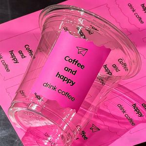 Coffee Cup Sticker Custom logo Disposable Drink Shop Takeaway Cup Self-adhesive Milk Tea Simple <b>Label</b> - Product Image 1