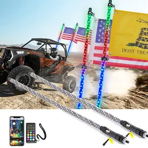 Universele Antennes Voor Truck Rgb Chasing Flag Led Whip Light Flexibele Atv 4X4 Whips Utv Atv Accessoires Can Am X3 Maverick