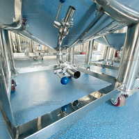 Réservoir en acier inoxydable SUS316L de 200 litres avec roues mobiles et couvercle pour crème liquide cosmétique/réservoir de stockage des aliments