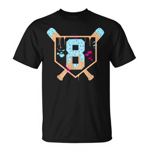 T-shirt imprimé baseball et numéro 8 pour enfants, pour garçons, 8e anniversaire, manches courtes, col rond, en coton, haut de sport décontracté - Product Image 2