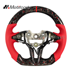 Volante de Fibra de Carbono Forjado Rojo Personalizado con Empuñaduras de Cuero Rojo para Hyundai Elantra N I30N I20N N-line 2018-2026 - Product Image 1
