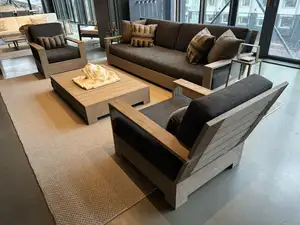 Modern Hotel Buitenmeubilair Tuinbank Sets Solide Teak Klassieke Luxe Lounge Sofa Set