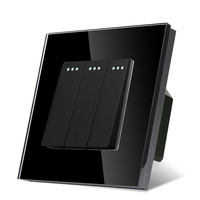 Interrupteurs muraux LED de luxe en verre, norme européenne, 1/2/3 gangs, bouton-poussoir 16A, CE ROHS, vente en gros