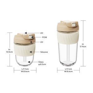 Vente en gros de tasses à café et à eau en <span class=keywords><strong>verre</strong></span> borosilicaté personnalisées avec logo personnalisé avec couvercles et pailles - Product Image 4