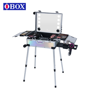 กล่องเครื่องสำอางแบบมีล้อพร้อมไฟ LED 8 ดวง พร้อมฟังก์ชั่นเล่นเพลงผ่านบลูทูธ สำหรับช่างแต่งหน้าในสตูดิโอ  รับผลิตแบบ OEM/ODM - Product Image 3