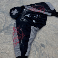 Veste à capuche zippée surdimensionnée avec empiècements, impression sérigraphique personnalisée, style gothique grunge streetwear, 100% coton, service OEM