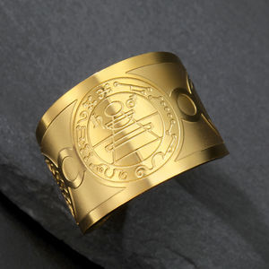 Myshape riqueza fortuna amuleto Kabbalah anillo ajustable hombres Salomón sello secreto anillo de dedo joyería de acero inoxidable impermeable - Product Image 3
